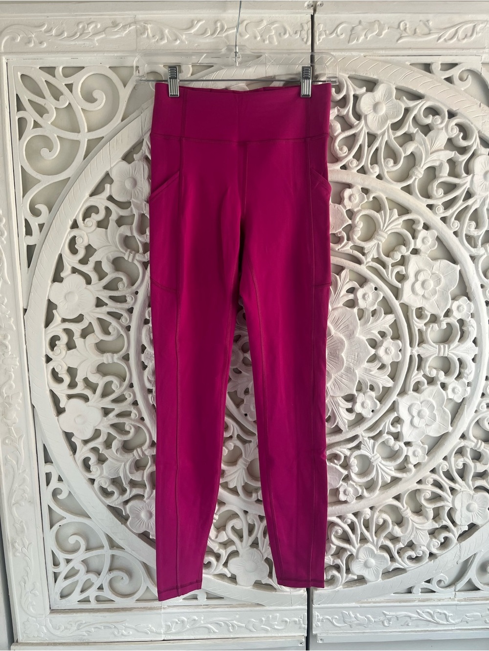 Lululemon Fast & Free HR Leggings Size 4 Pink Magenta Nulux Pocket Athletic